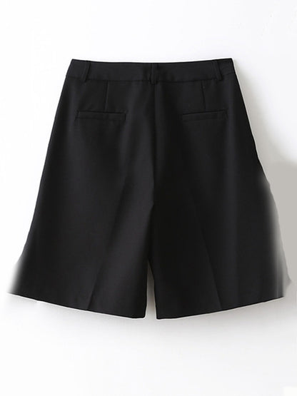 Original Pleats Empire Solid Wide Leg Shorts