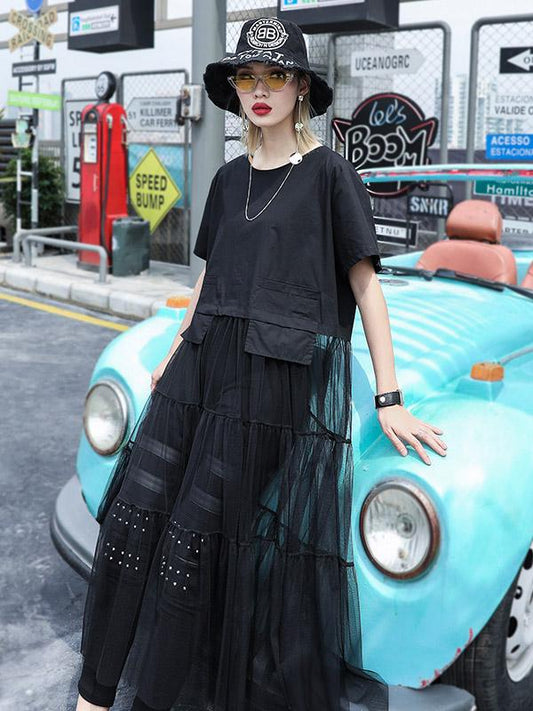 Split-joint  Plus Size Lace T-shirt Top