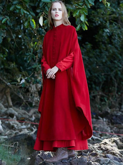 Presale Red Maxi Woolen Cape Outwear