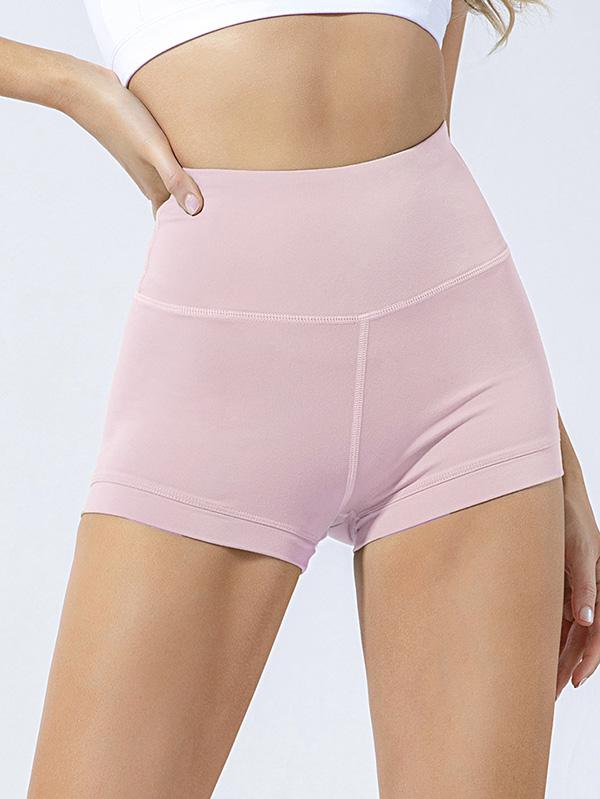Solid Color Wrap High-Waisted Sports Shorts