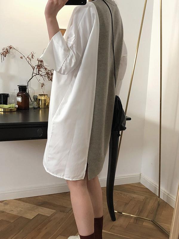 Loose Simple Split-joint Mini Dresses