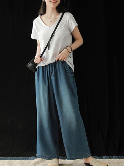 Vintage Bamboo Cotton Solid T-Shirt