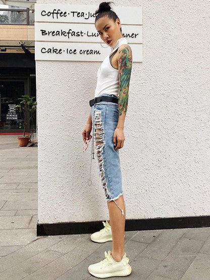 New Fashion Shredded Jeans