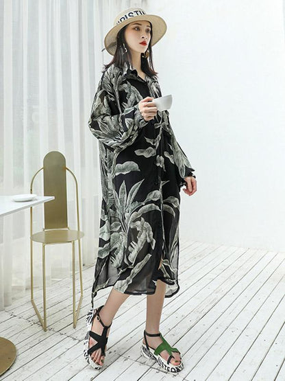 Chiffon Light Sun-protection High-low Asymmetric Blouse Dress