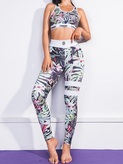 Printed Wrap Elastic Yoga Suits