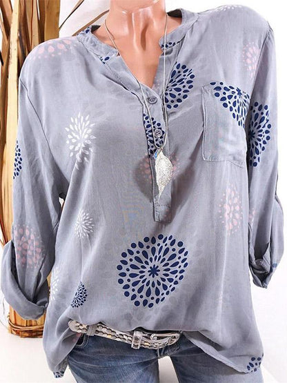 Plus Size Chic V-neck Printed T-shirt