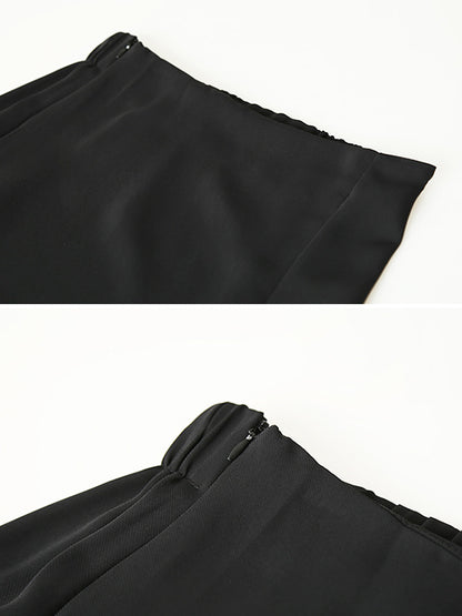 Original Solid Irregularity Split-Side A-Line Skirt