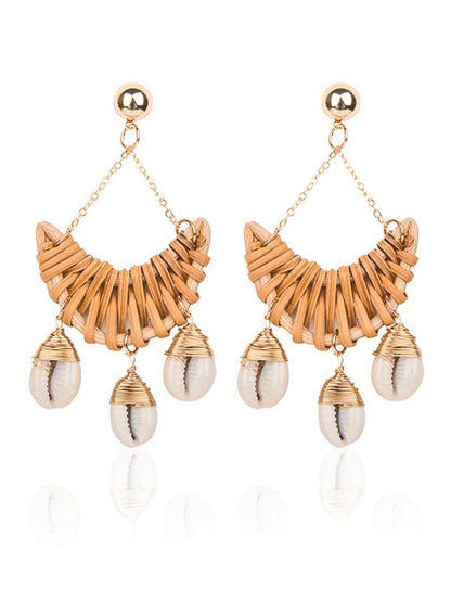 Shell Hollow Rattan Earring Accessories