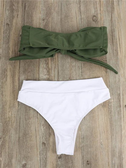 High Waisted Knot Top Bikinis Swimwear