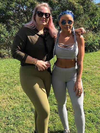 Padded Strappy Criss Cross Gym Bra And Leggings Suits