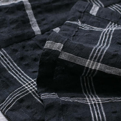 Buykud Plaid Folded Single Breasted Loose Coat