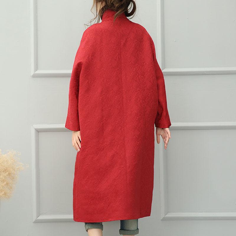 Autumn Winter Loose Single Breasted Red Long Coat