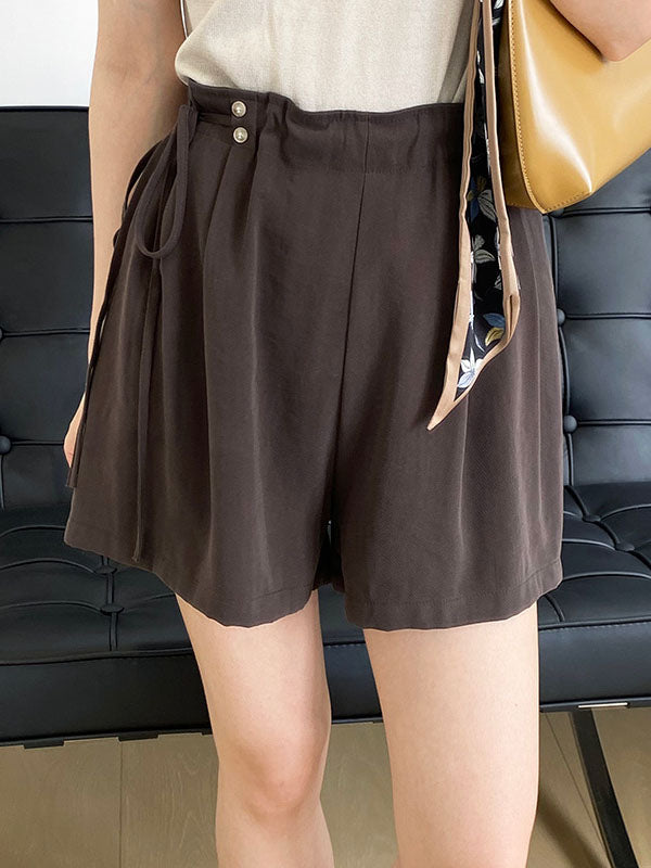 Cuprammonuium Bandage High-Waisted Wide-Leg Shorts