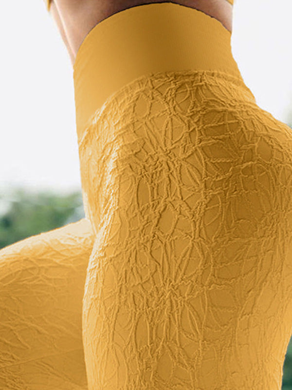 High Waisted Solid Color Screwthread  Leggings