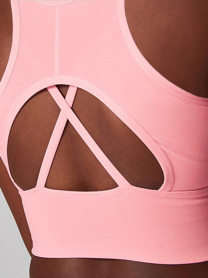 Solid Back Cross Breathable Sports Bra