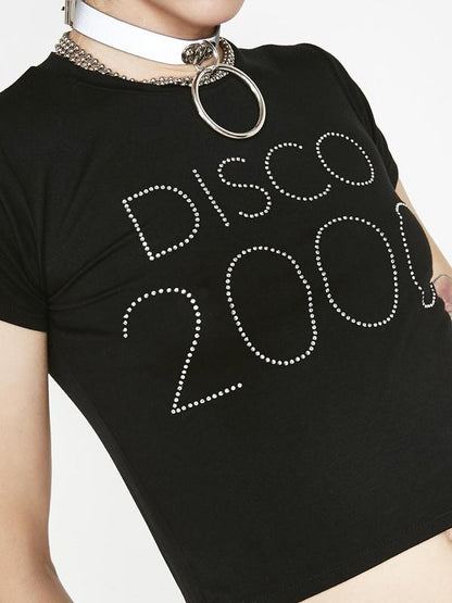 Letter Printed Short Sleeves Round-neck T-Shirts Tops