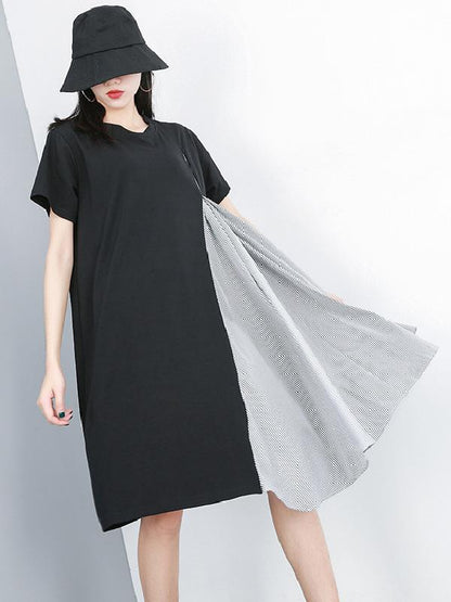 Stripe Split-joint Long Shirt Dress