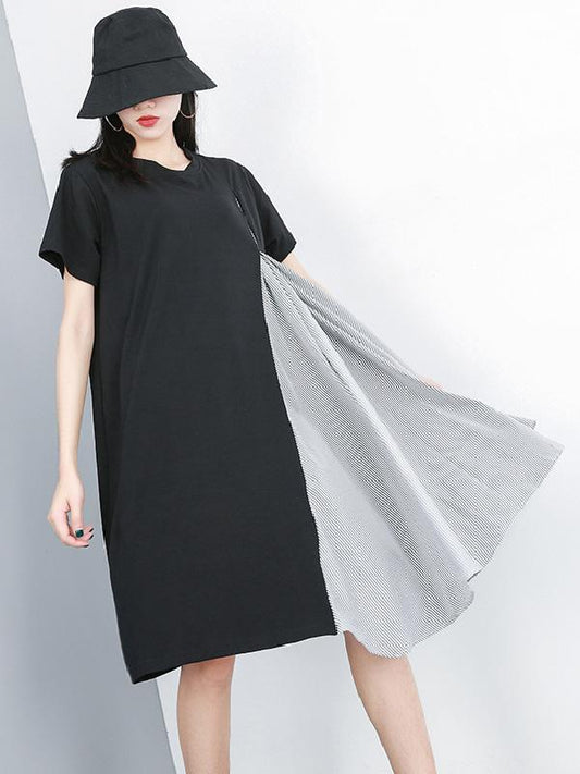 Stripe Split-joint Long Shirt Dress