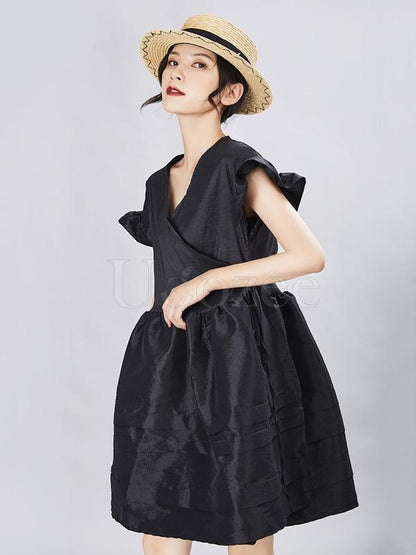 Retro Designed French Lace Sleeves A-line Mini Dress