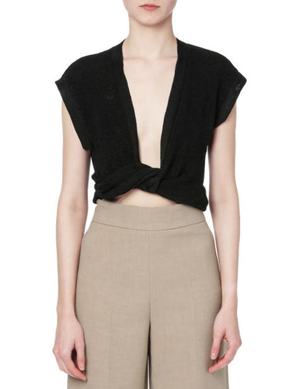 Urban Solid Color Sleeveless V-Neck Vest Tops