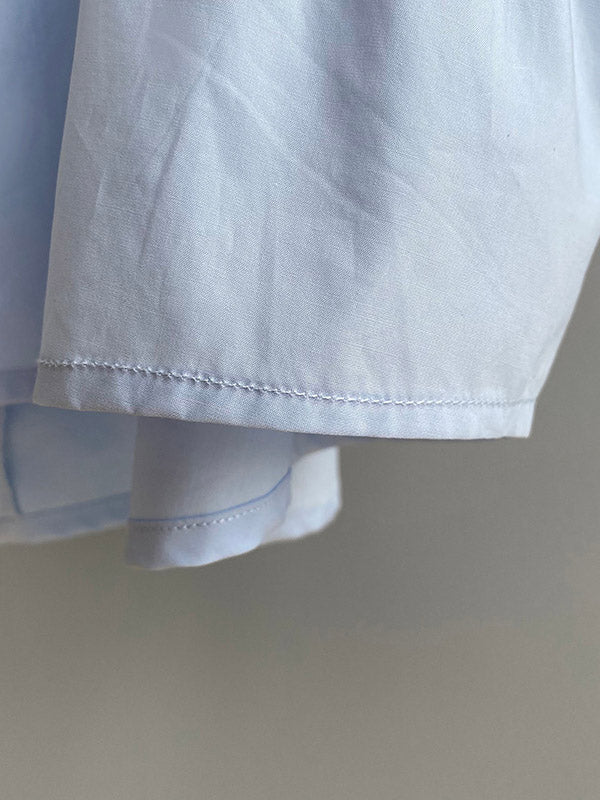 Stylish White&Blue Asymmetric High-Low Half Sleeves Blouses