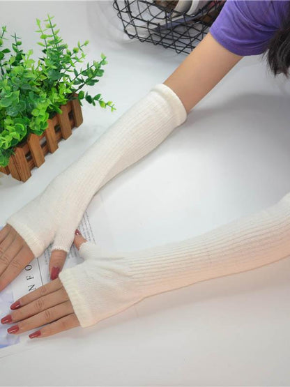 Knitted Half Finger Long Gloves Accessories