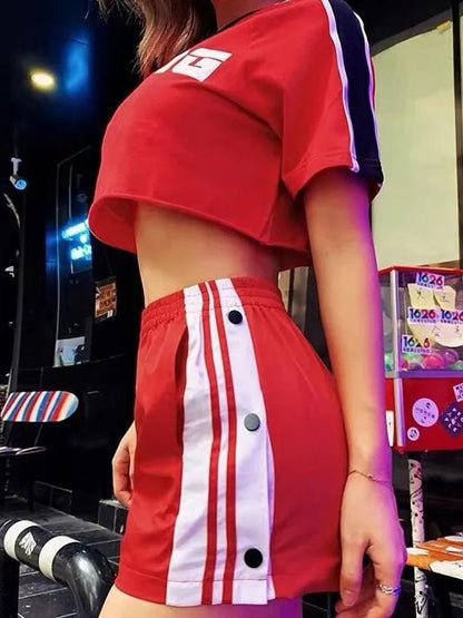 Contrast Trim Button Sport Shorts