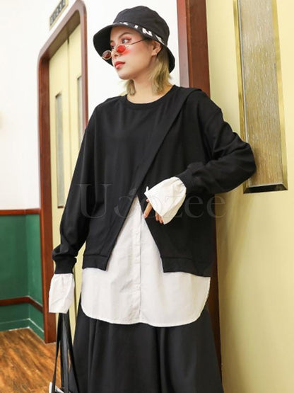 New Split-joint Black&White T-shirt