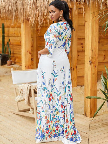 Positioning Printed Waisted Cover-up