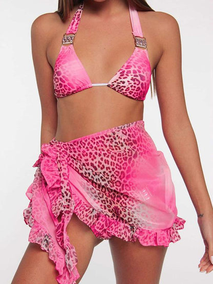 Lace Up Leopard Bikini Swimsuit