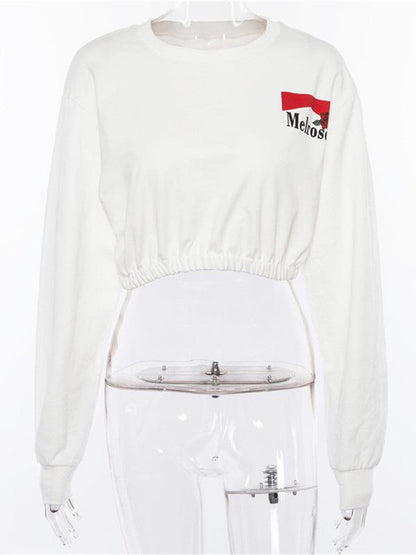 Elastic Hem Crop Sweatshirts