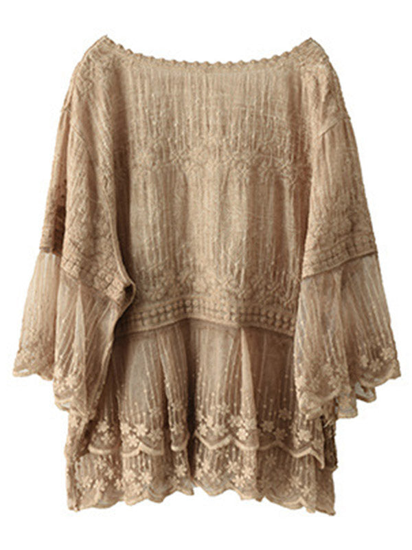 Original Embroidered Split-Joint Hollow T-Shirts Tops