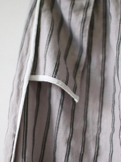 Linen Striped  Wide Leg Pants