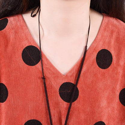 Autumn V-Neck Polka Dots Elegant Loose Dress
