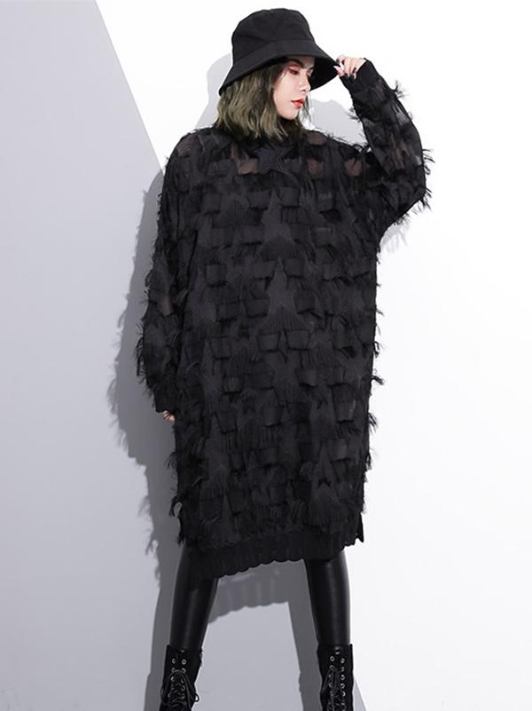 Plus Size Fuzzy Loose Midi Dresses