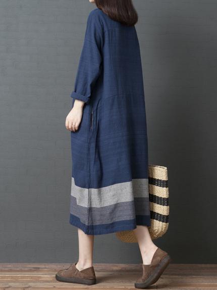 Ramie Cotton Loose Plus Size Midi Dresses