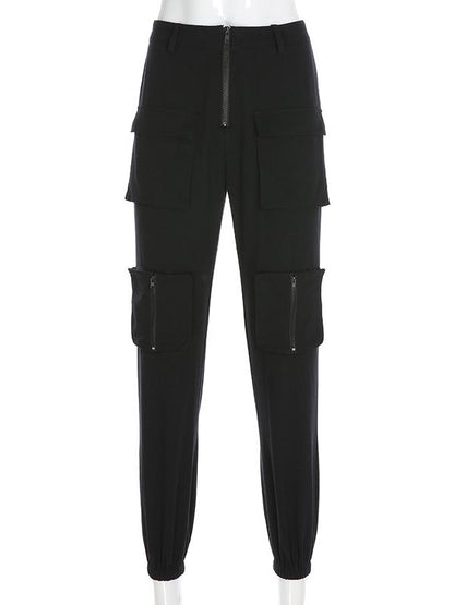 Fashion Ruffled Zipper Overalls Pants