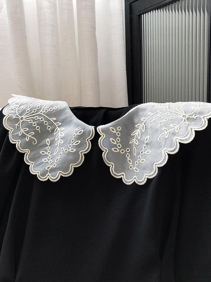 Original Empire Elasticity Lapel Lace Dress