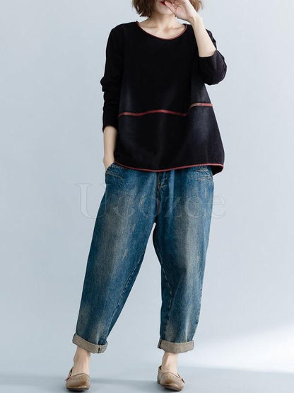 Loose Knitting Round-neck T-shirt
