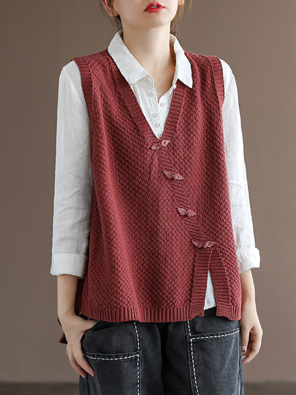 Simple Asymmetric Solid Color V-Neck Sleeveless Vest Tops
