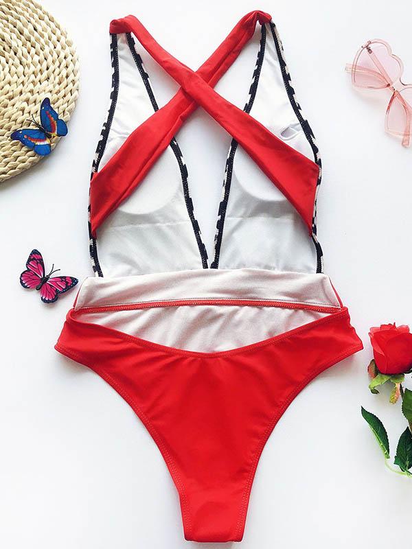 Split-Joint Belted One-Piece Swimwear
