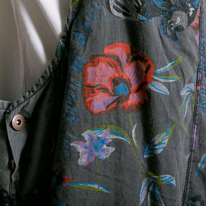 Birds And Flowers Printed Adjustable Strap Jumpsuit