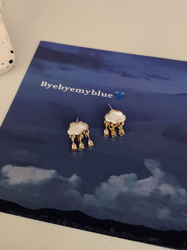 Cloud Rain Shape Tasseled Earrings