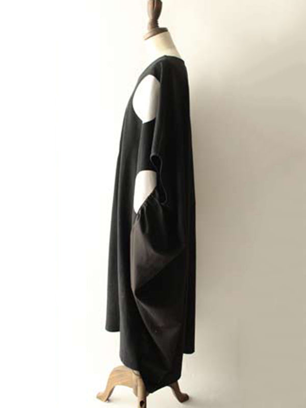 Original Loose Polka-Dot Round-Neck Batwing Sleeves Maxi Dress