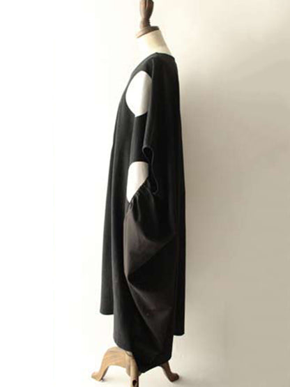 Original Loose Polka-Dot Round-Neck Batwing Sleeves Maxi Dress