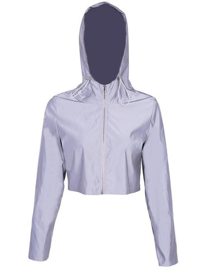 Hooded Cropped Long Sleeve Sport Jacket
