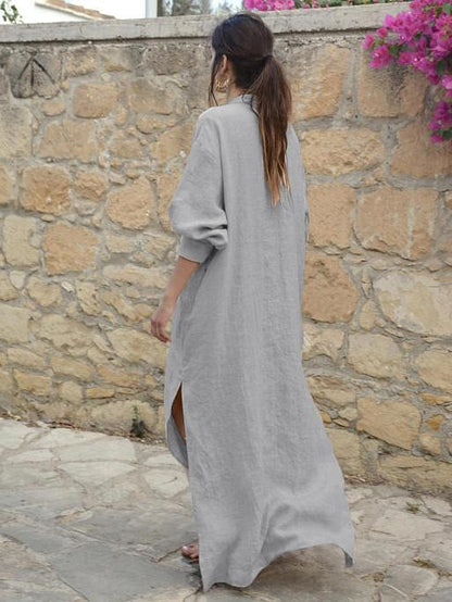 V-neck Long Sleeves Split-side Maxi Dress