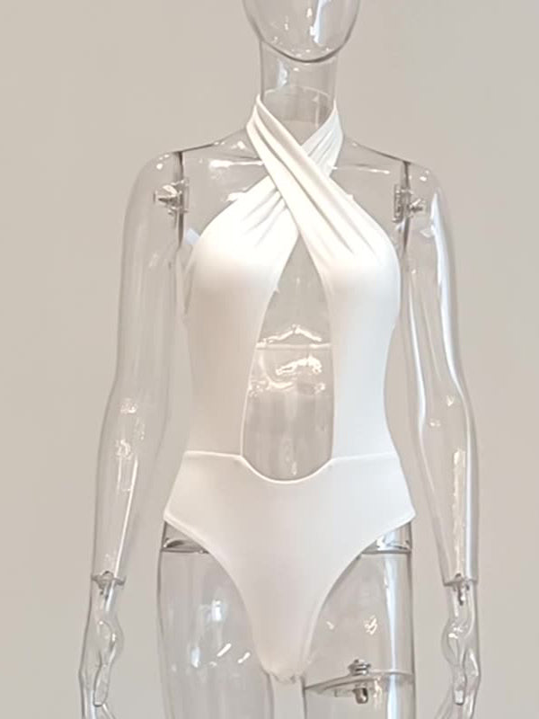 Halter-Neck Hollow Sleeveless Bodysuits