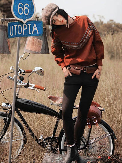 Loose Tasseled Embroidered Sweatshirt