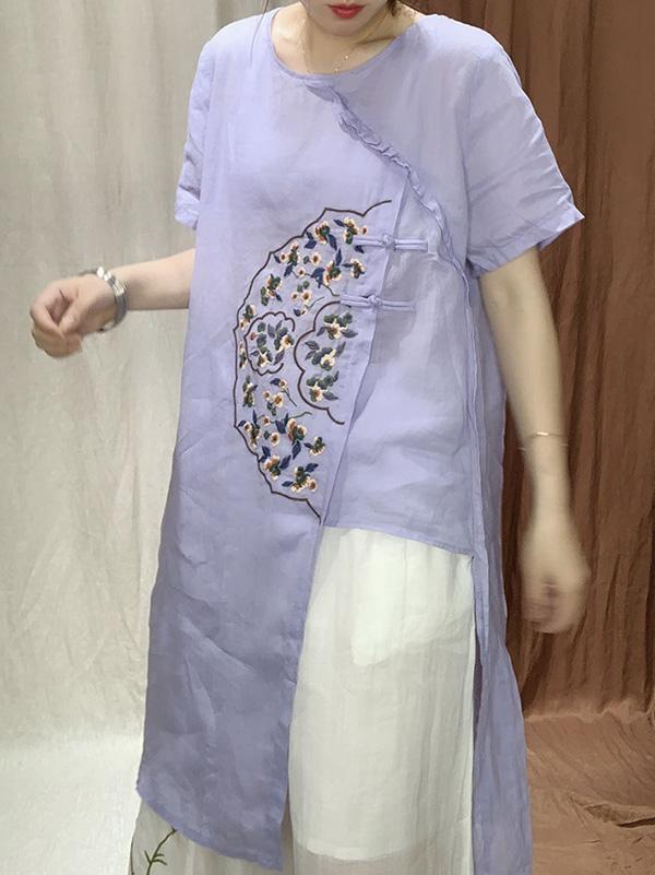 Original Embroidered Buckle Irregularity Tops